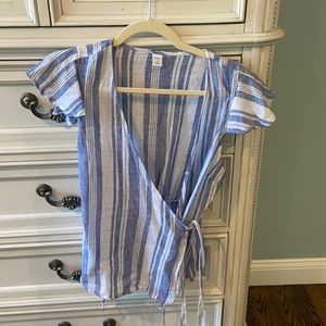Striped lined wrap shirt